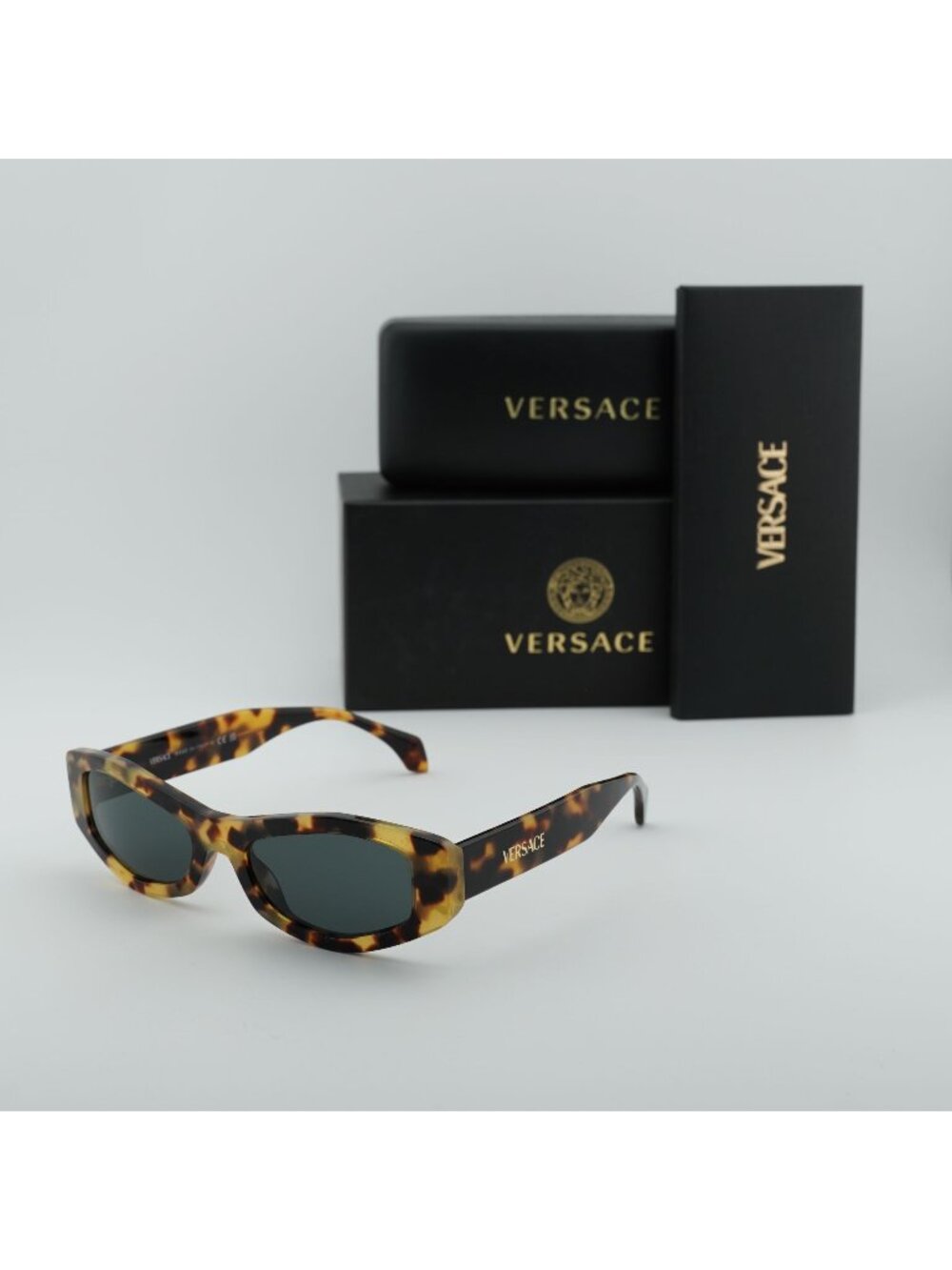 Versace VE4487 777/87 Oval Sunglasses - Havana / Grey